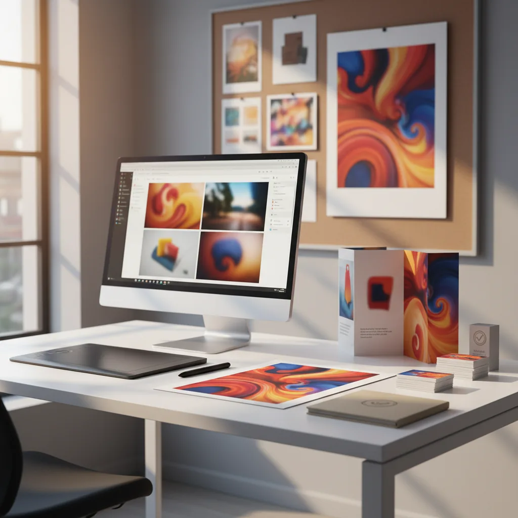 Interface Adobe Firefly générant des visuels commerciaux pour une PME