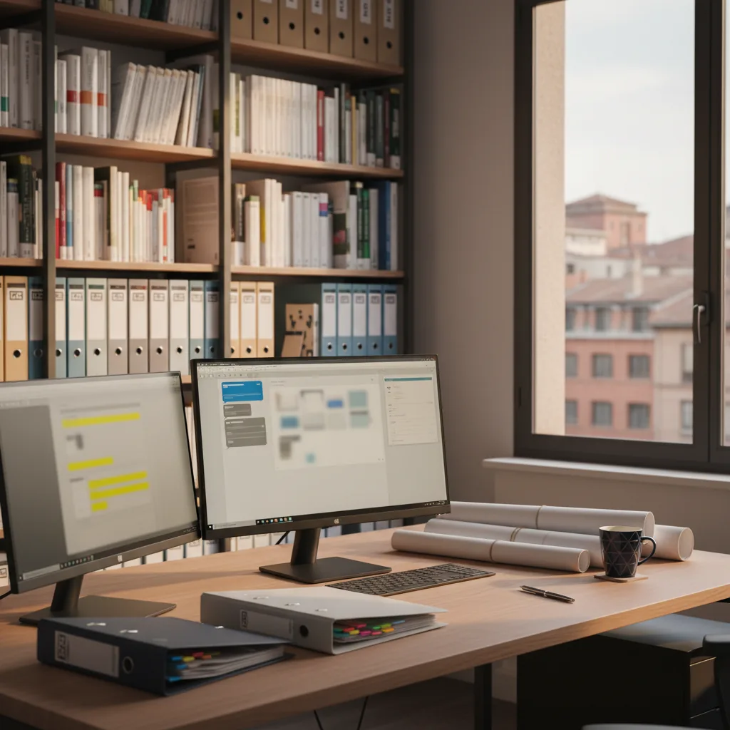 Ingénieur de bureau d'études utilisant un assistant IA pour analyser un DCE et rédiger un CCTP