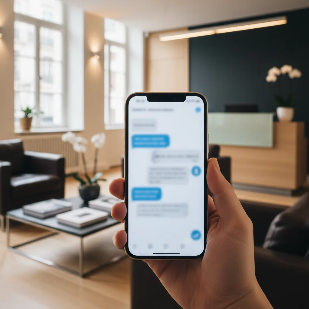 Accueil client automatisé dans un cabinet d'avocats avec chatbot IA sur écran d'ordinateur