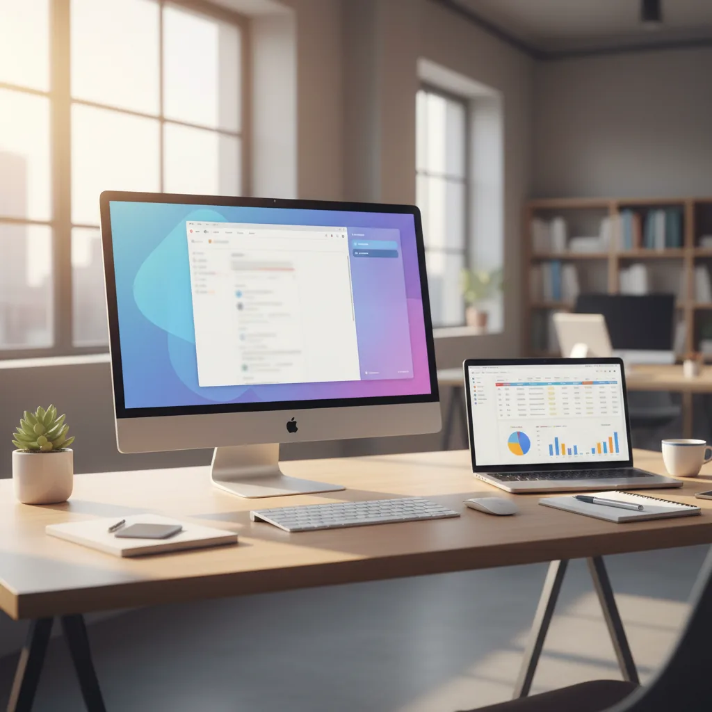 Gemini Google intégré dans Google Workspace avec Gmail, Docs, Sheets et Meet sur un ecran professionnel