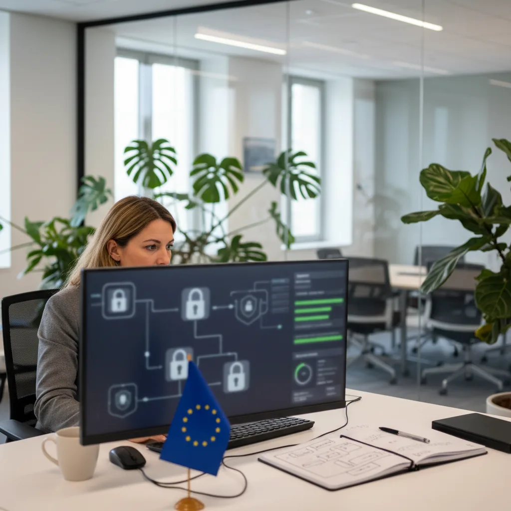 Schéma de sécurisation des flux IA dans un workflow n8n avec anonymisation et modèle local