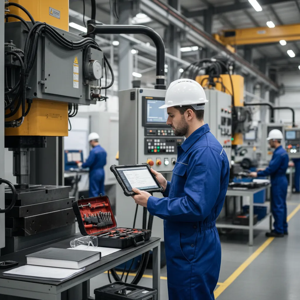 Assistant RAG industriel : un opérateur consulte la documentation technique sur tablette en usine